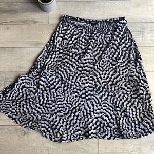 Black and White A-Line Midi Skirt- Size L